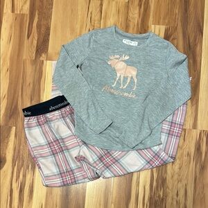 Abercrombie & Fitch Gray and Pink Plaid Pajama Set